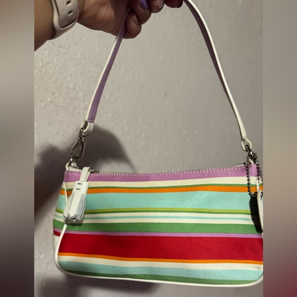 Coach Y2K Hampton Stripe Mini Shoulder Bag in Multi-color Canvas - Picture 3 of 8